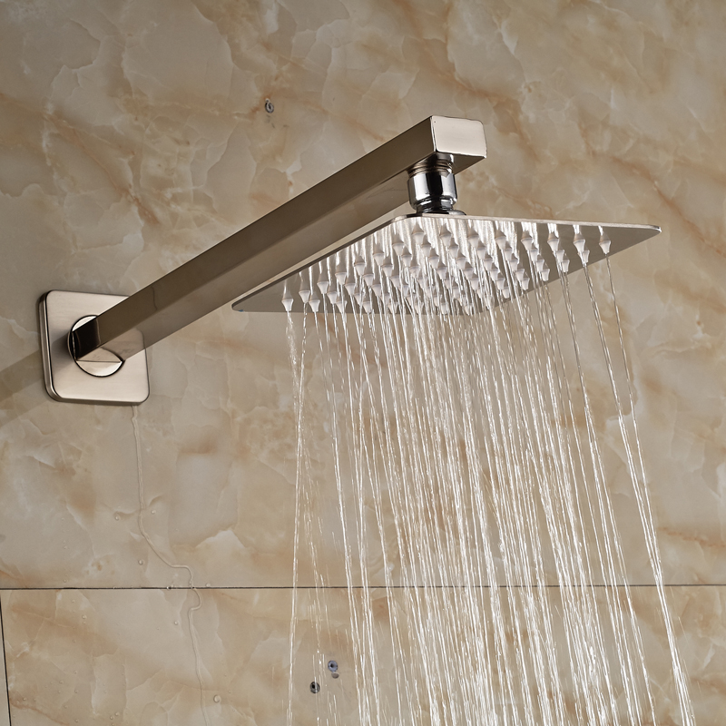 brushed nickel wall mounted rainfall shower head bathroom 8/10/12" ultrathin style shower head with shower arm