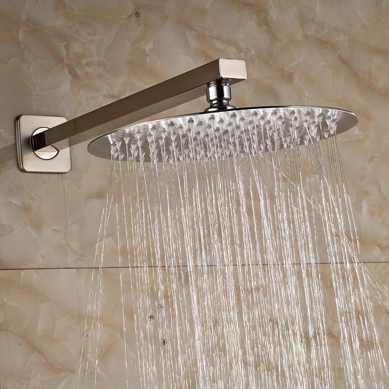 brushed nickel wall mounted rainfall shower head bathroom 8/10/12" ultrathin style shower head with shower arm