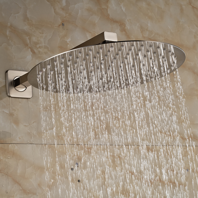 brushed nickel wall mounted rainfall shower head bathroom 8/10/12" ultrathin style shower head with shower arm