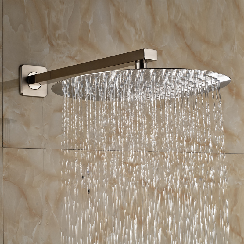 brushed nickel wall mounted rainfall shower head bathroom 8/10/12" ultrathin style shower head with shower arm