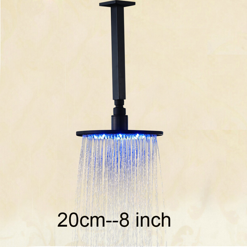 ceiling mount led color changing rainfall shower head 8 inch brass showerhead + shower arm oil rubbed bronze