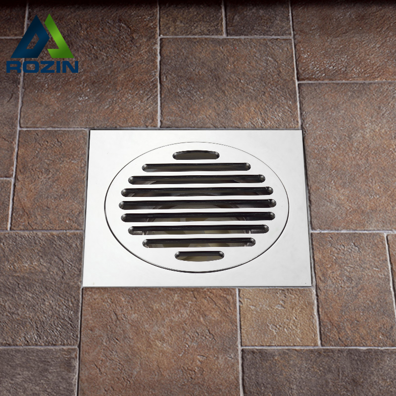 chrome solid brass bathroom floor drain waste grate 100mm*100mm square shower drain