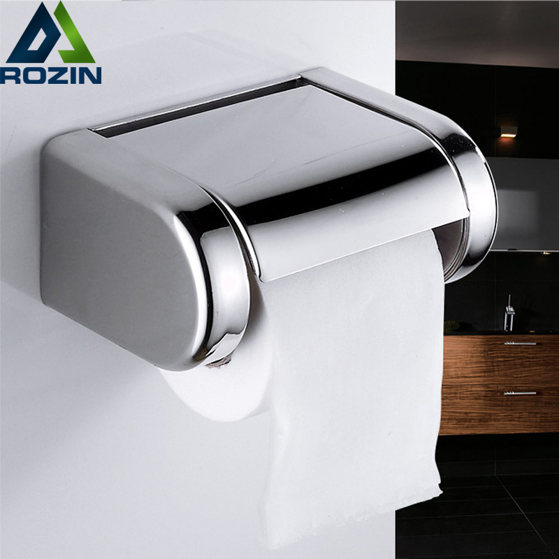 chrome stainless steel bathroom toliet paper holder wall mounted roll tissue box with cover