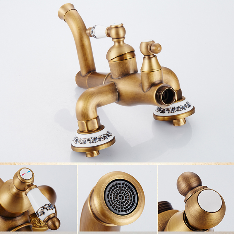 classic bathroom shower faucet 8"antique brass adjust height in-wall shower bath bathroom shower complete set