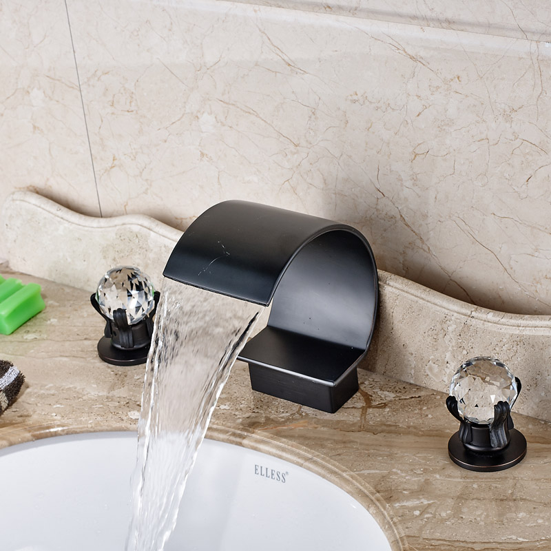 creative oil rubbed bronze washbasin mixer faucet waterfall two handle bathroom mixer taps