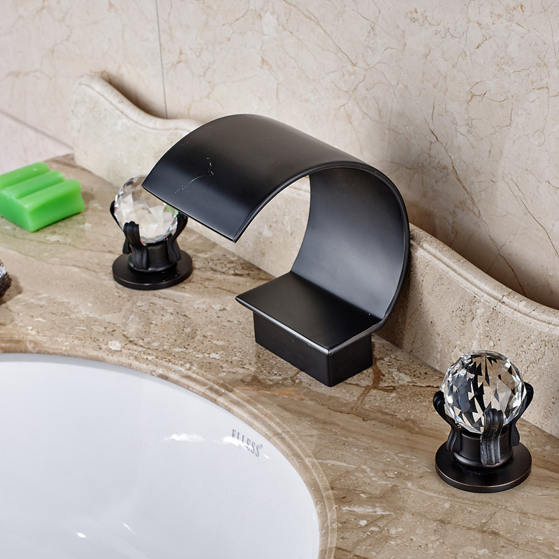 creative oil rubbed bronze washbasin mixer faucet waterfall two handle bathroom mixer taps