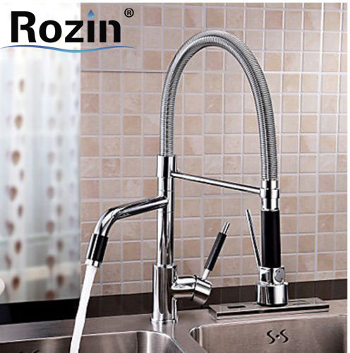 deck mount double spout brass kitchen sink faucet single handle and cold mixer taps chrome finish