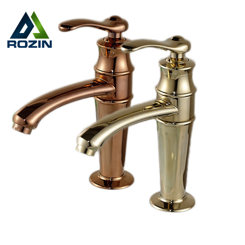 deck mounted and cold water faucet single handle basin mixer taps golden & rose gold finished