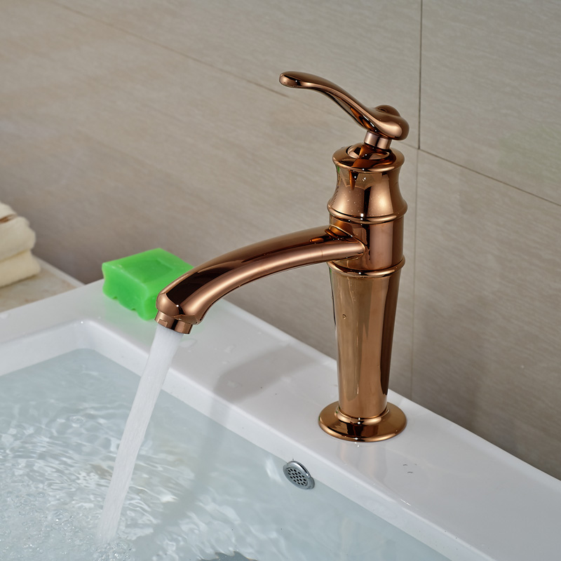 deck mounted and cold water faucet single handle basin mixer taps golden & rose gold finished