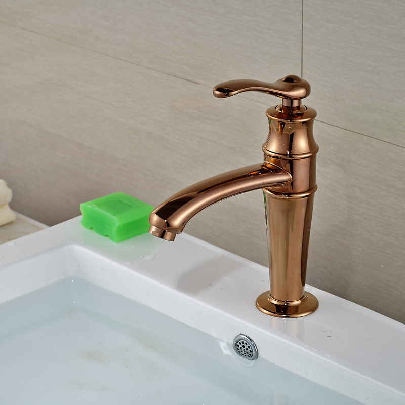 deck mounted and cold water faucet single handle basin mixer taps golden & rose gold finished