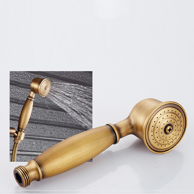 good quality antique brass rainfall shower set faucet + tub filler tap + handheld shower wall mounted 8" rain showerhead