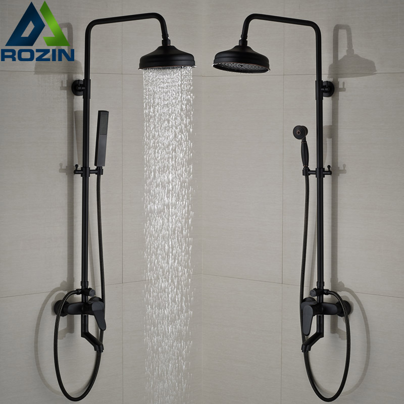 good quality single handle swivel tub filler shower faucet set wall mount bathroom brass rainfall shower mixer taps