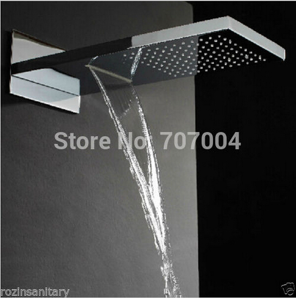 high-end waterfall rainfall shower head brass thermostatic mixer valve plate shower mixer faucet 6pcs massage jets