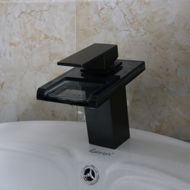 led light glass waterfall spout basin sink faucet single lever 3 color changing and cold water vanity mixer taps