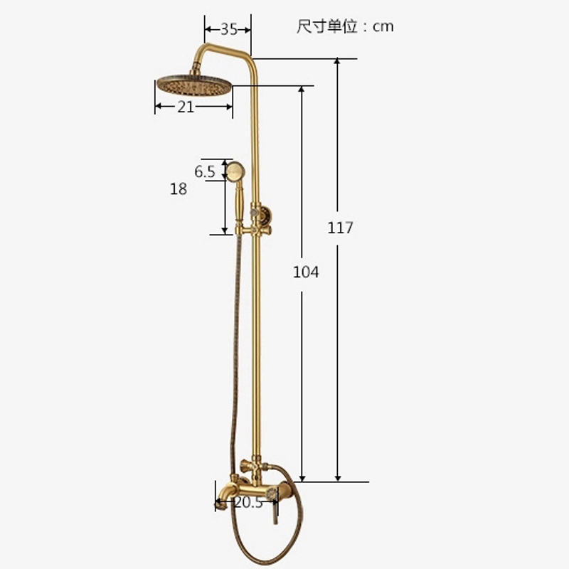 luxury 8" rainfall brass antique shower faucet set single handle bath and shower mixers with hand shower tub spout