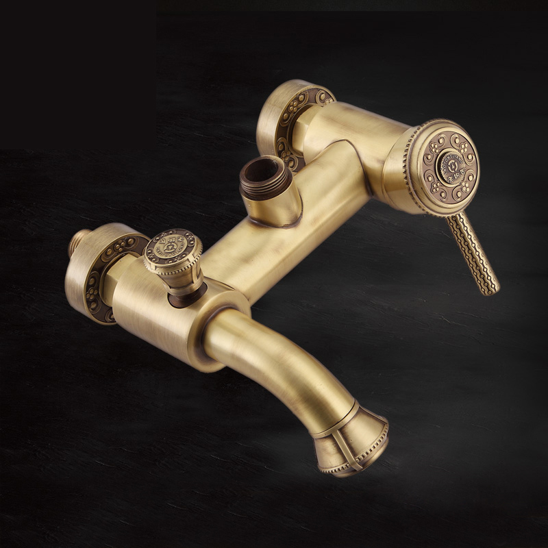 luxury 8" rainfall brass antique shower faucet set single handle bath and shower mixers with hand shower tub spout