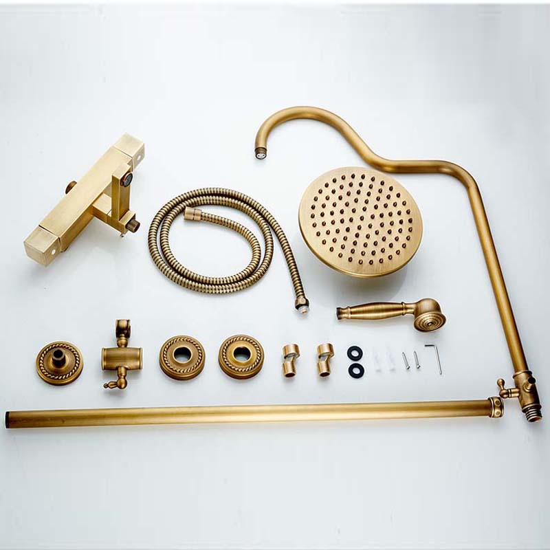 luxury 8" rainfall temperature control thermostatic bath shower faucet set wall mount rotate tub taps shower mixers