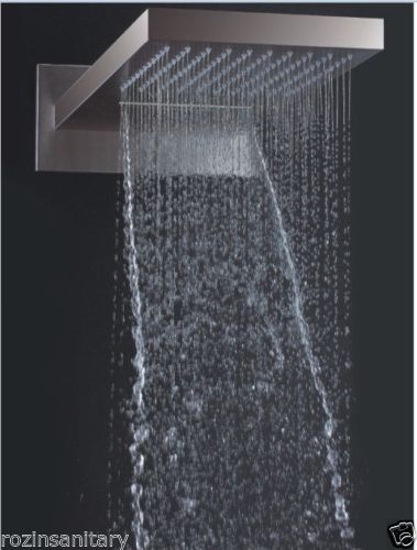 luxury bathroom shower set led large rain waterfall shower head w/ dual handles thermostatic mixer valve