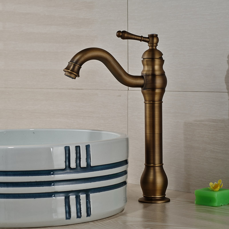 luxury brass retro style basin faucet deck mount single handle bathroom countertop sink mixer taps