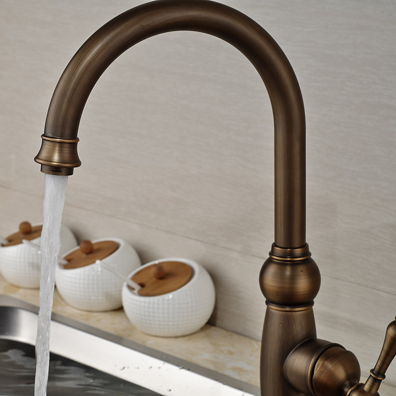 luxury deck mount kitchen mixer faucet antique brass one handle cold water mixers one hole taps