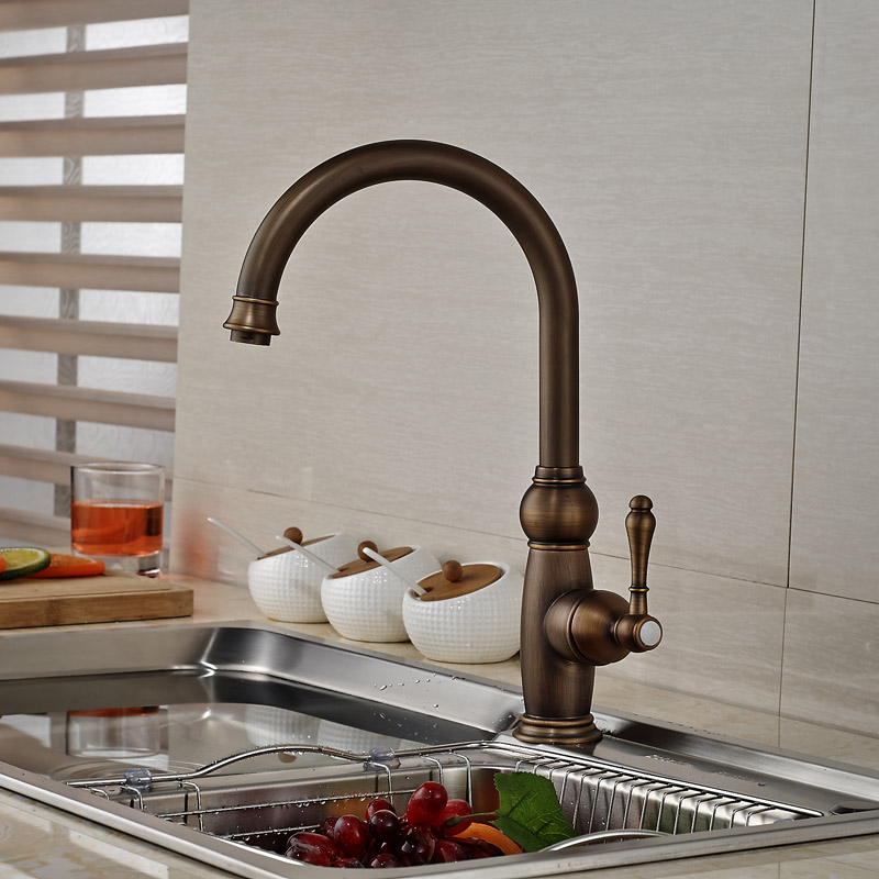 luxury deck mount kitchen mixer faucet antique brass one handle cold water mixers one hole taps