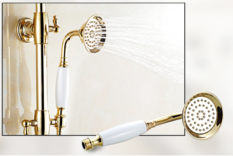 luxury golden thermostatic shower set dual handle constant temperature 8" rainfall bath shower mixer taps