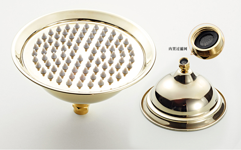 luxury golden thermostatic shower set dual handle constant temperature 8" rainfall bath shower mixer taps