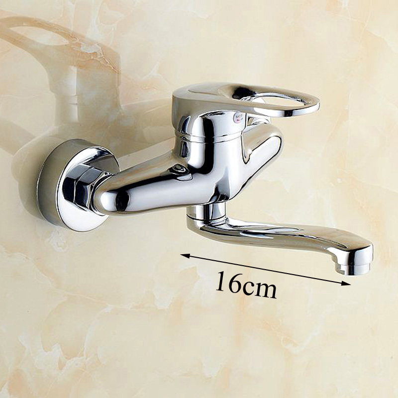 luxury wall mounted and cold bathroom kitchen faucet single handle brass chrome golden swivel rotating kitchen mixer taps