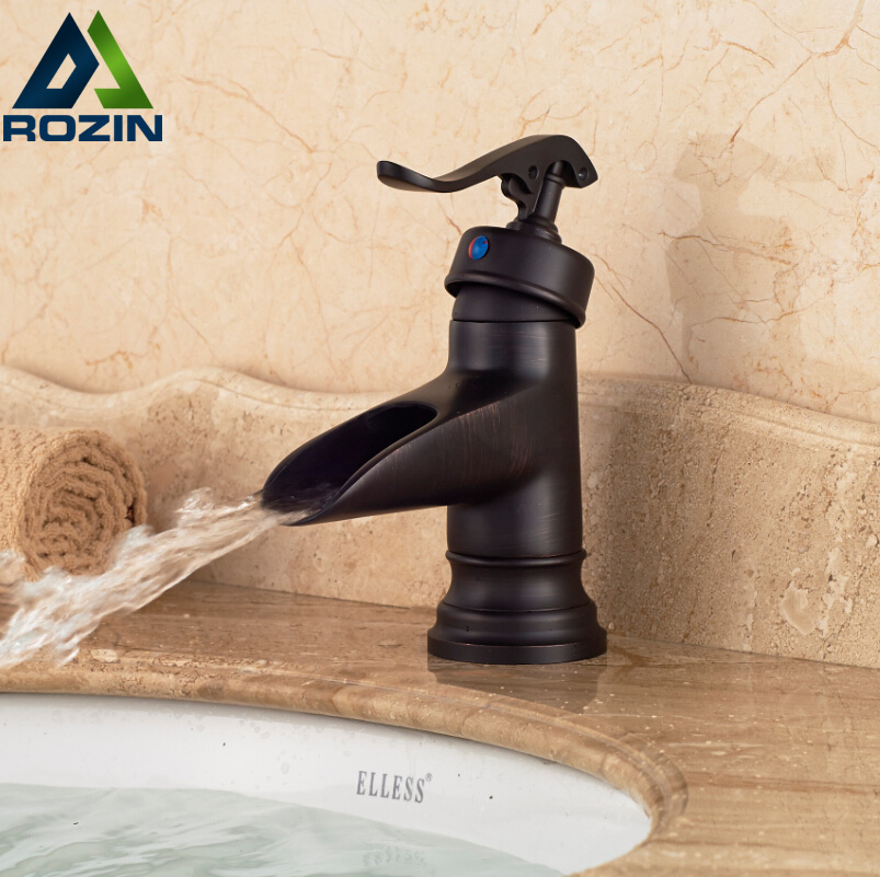 luxury waterfall single handle basin faucet deck mount brass bathroom vessel sink mixe tap oil rubbed bronze