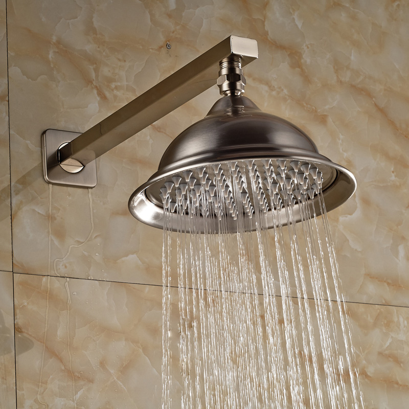 modern 8" rainfall shower head with arm brushed nickel bathroom faucet replace head