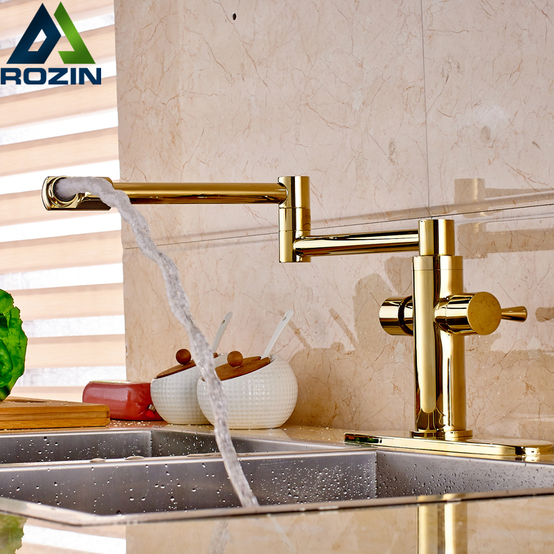 modern bathroom golden kitchen sink faucet dual handle deck mounted with 8" hole cover plate