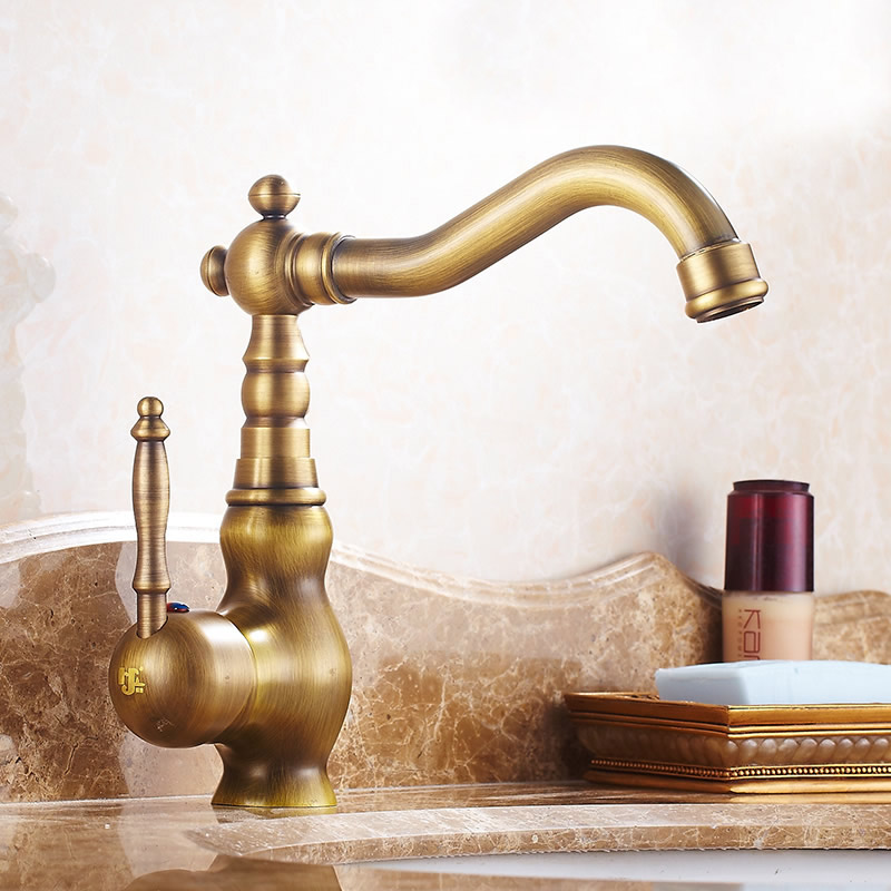 modern brass ceramic handle bathroom sink mixer faucet antique rotation bathroom kitchen and cold water taps