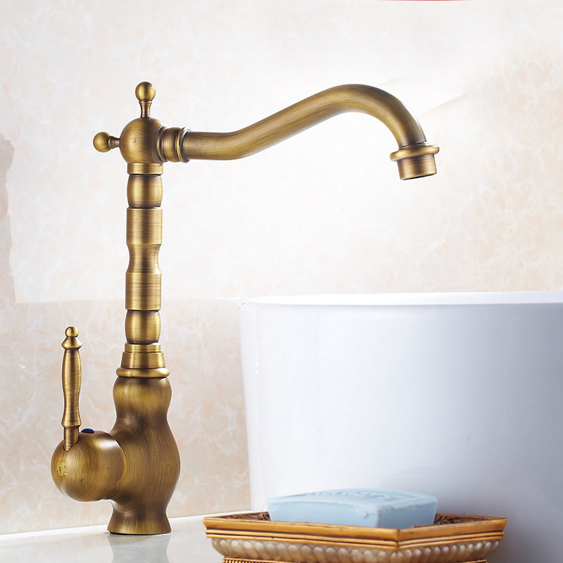 modern brass ceramic handle bathroom sink mixer faucet antique rotation bathroom kitchen and cold water taps