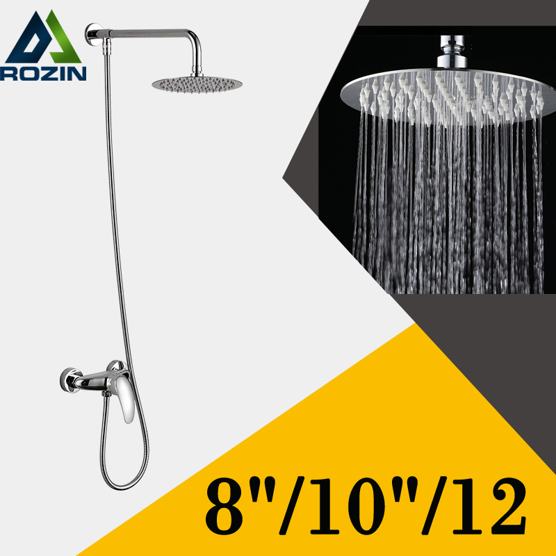 modern design wall mount single handle shower faucet mixer taps 8/10/12 brass rainfall showerhead in chrome