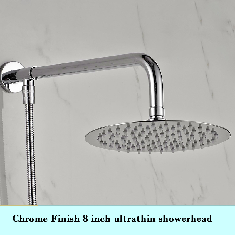 modern design wall mount single handle shower faucet mixer taps 8/10/12 brass rainfall showerhead in chrome