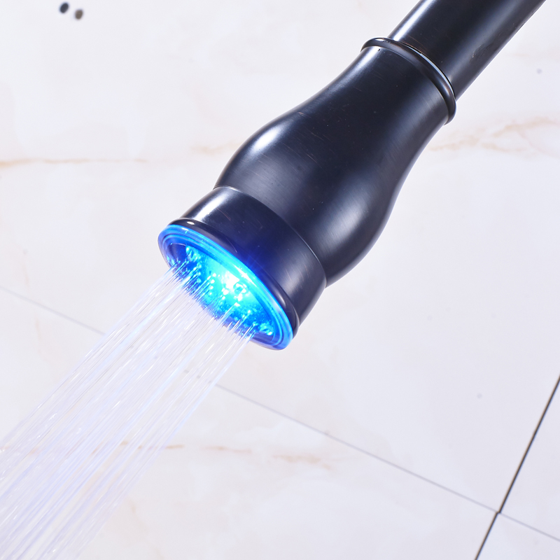 modern led light bathroom kitchen and cold water faucet single lever pull out/down spout mixer taps