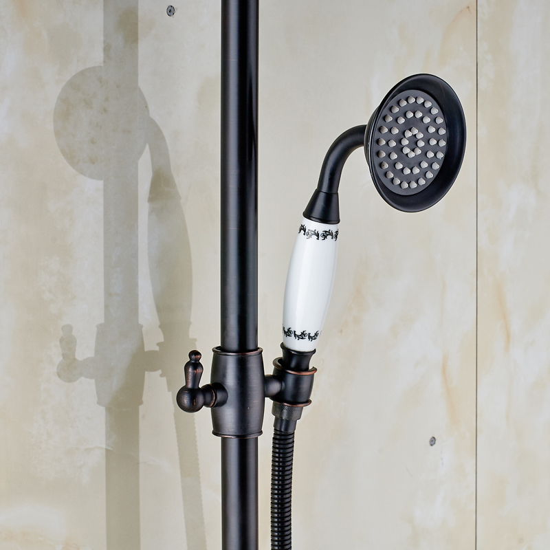 new design bathroom outdoor shower set single handle wall mounted bath shower faucet with handshower + rotate tub taps