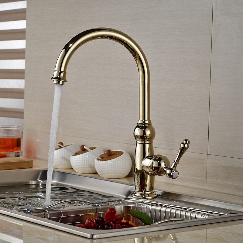 new design golden kitchen mixers faucet deck mount single handle kitchen cold water taps one hole