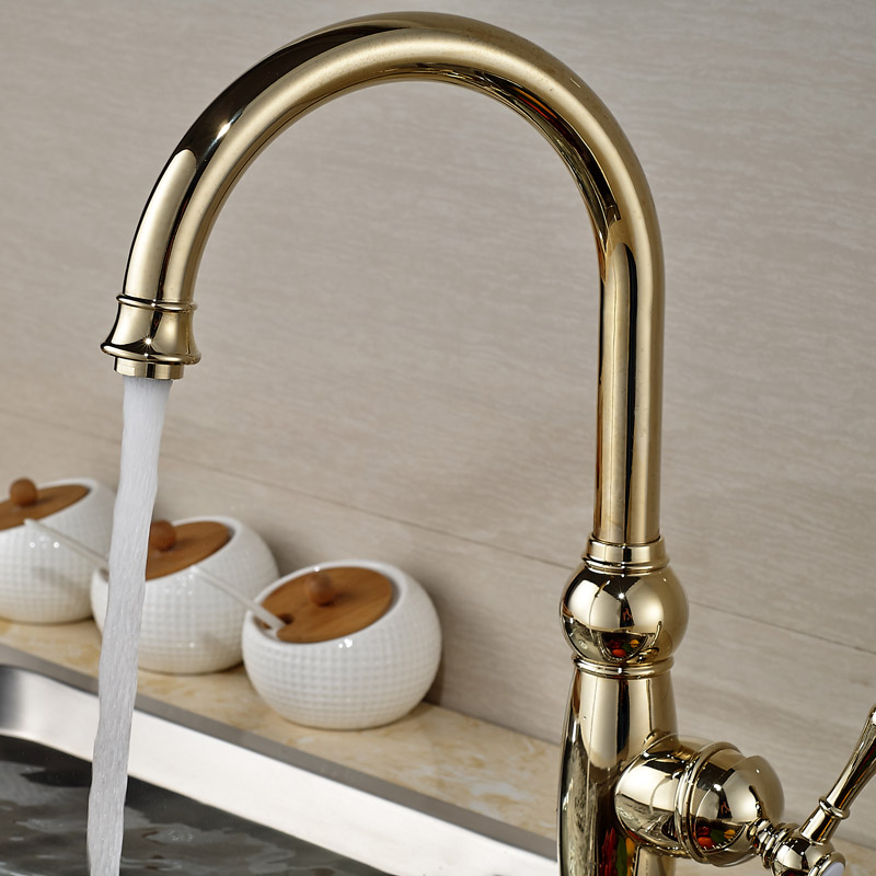 new design golden kitchen mixers faucet deck mount single handle kitchen cold water taps one hole