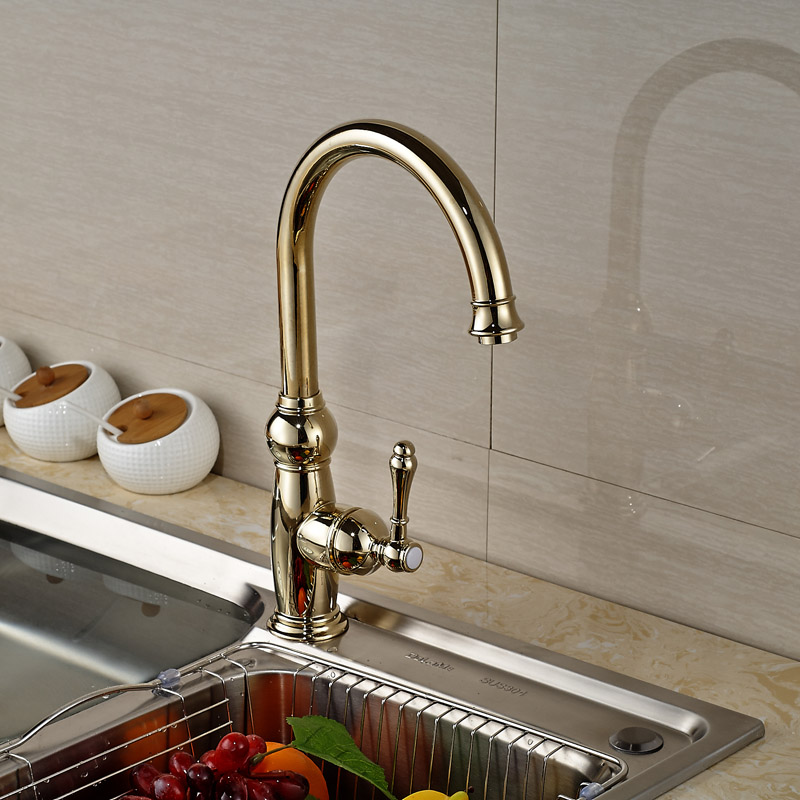 new design golden kitchen mixers faucet deck mount single handle kitchen cold water taps one hole