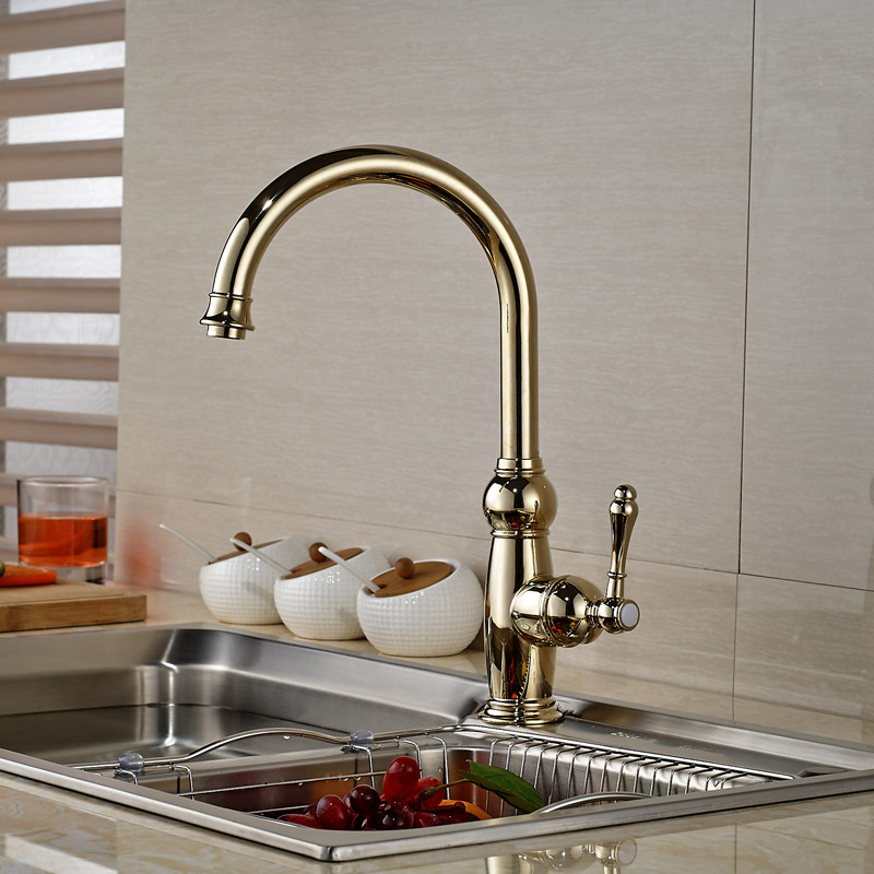 new design golden kitchen mixers faucet deck mount single handle kitchen cold water taps one hole