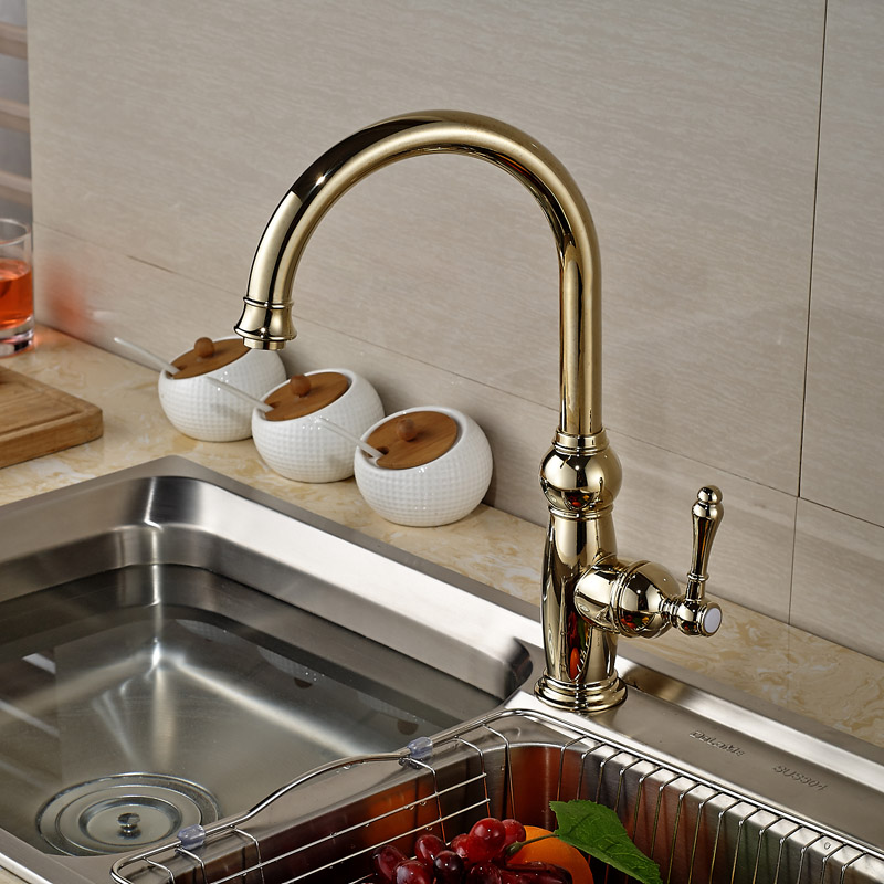 new design golden kitchen mixers faucet deck mount single handle kitchen cold water taps one hole