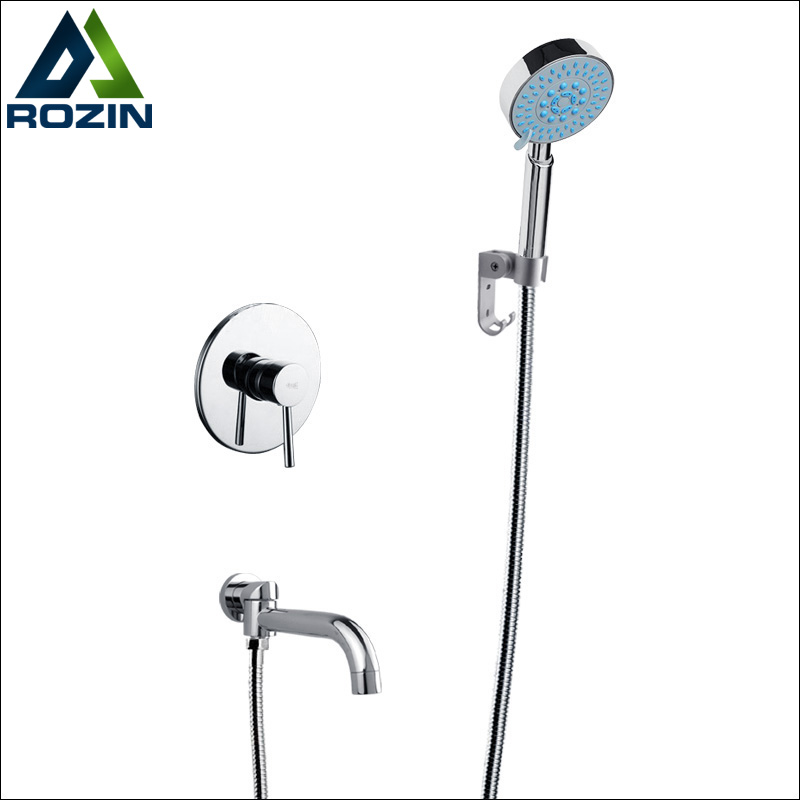 new design single handle rotate tub and shower faucet wall mounted handheld shower mixer taps with aluminum bracket