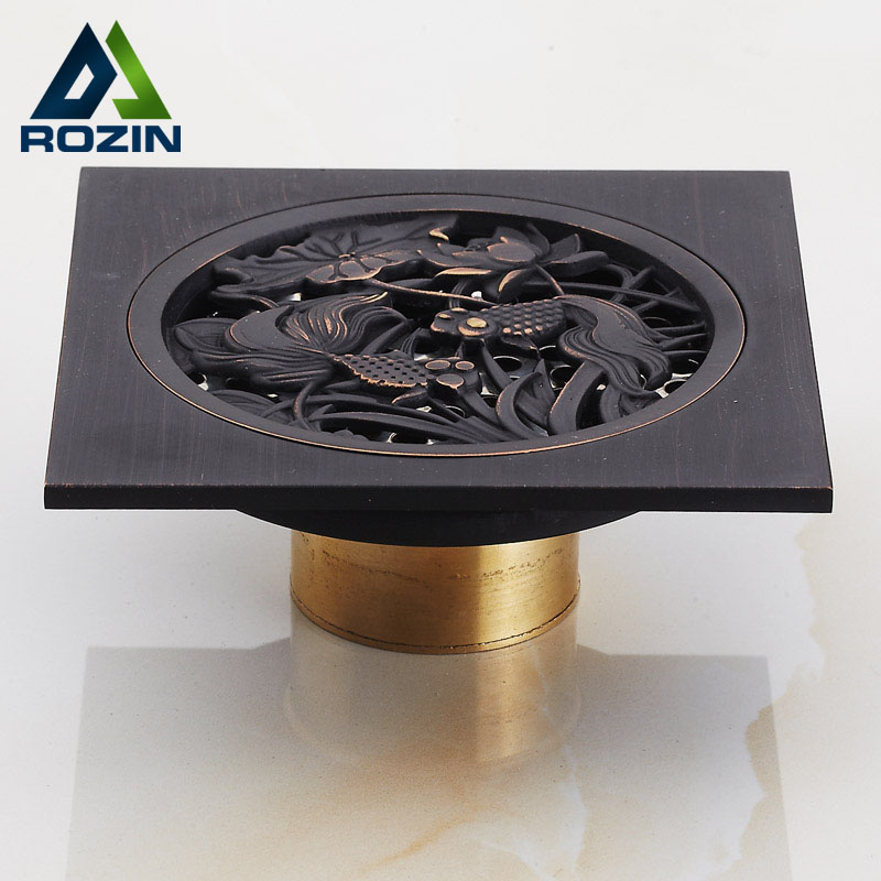 oil rubbed bronze anti-odor floor drain european fish carve shower drain 4"