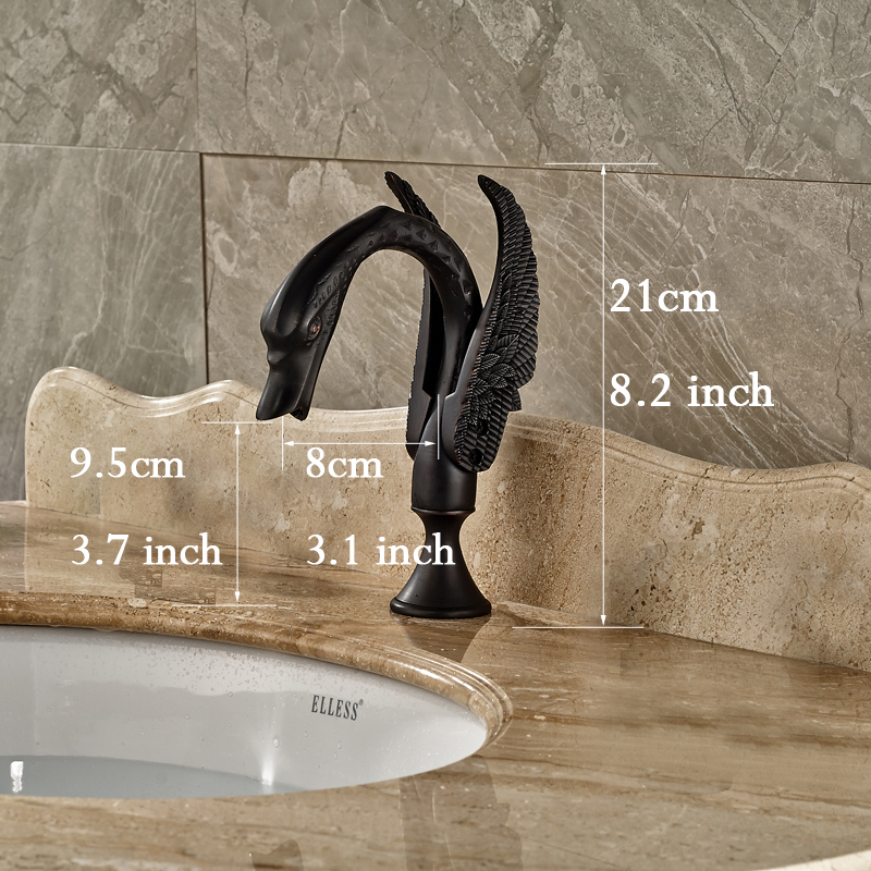 oil rubbed bronze creative swan deck mount 3 holes basin mixer faucet widespread bathroom sink faucet dual handles