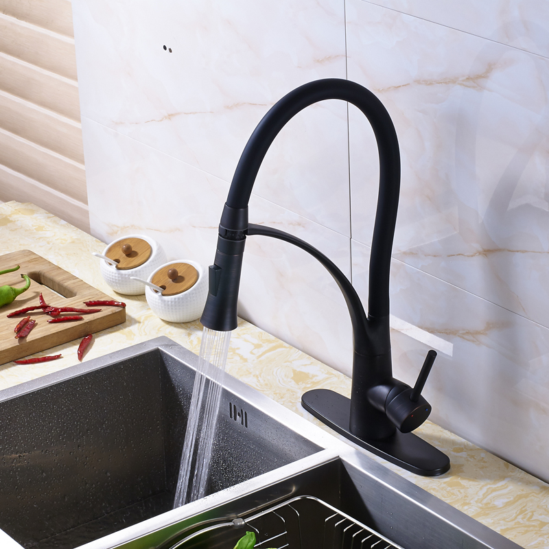 oil rubbed bronze kitchen sink mixer faucet pull down with 10" cover plate kitchen washing mixer crane tap