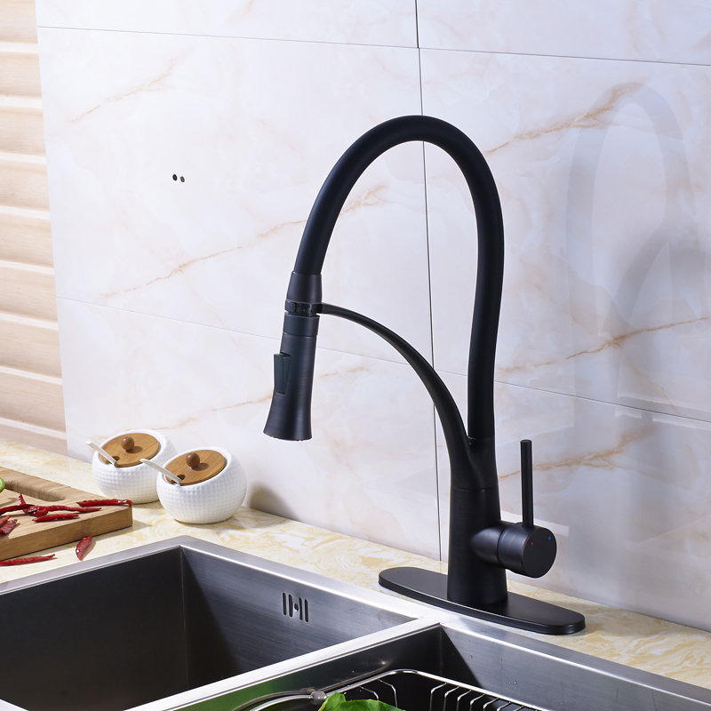 oil rubbed bronze kitchen sink mixer faucet pull down with 10" cover plate kitchen washing mixer crane tap