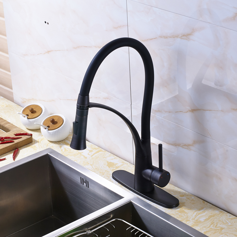 oil rubbed bronze kitchen sink mixer faucet pull down with 10" cover plate kitchen washing mixer crane tap