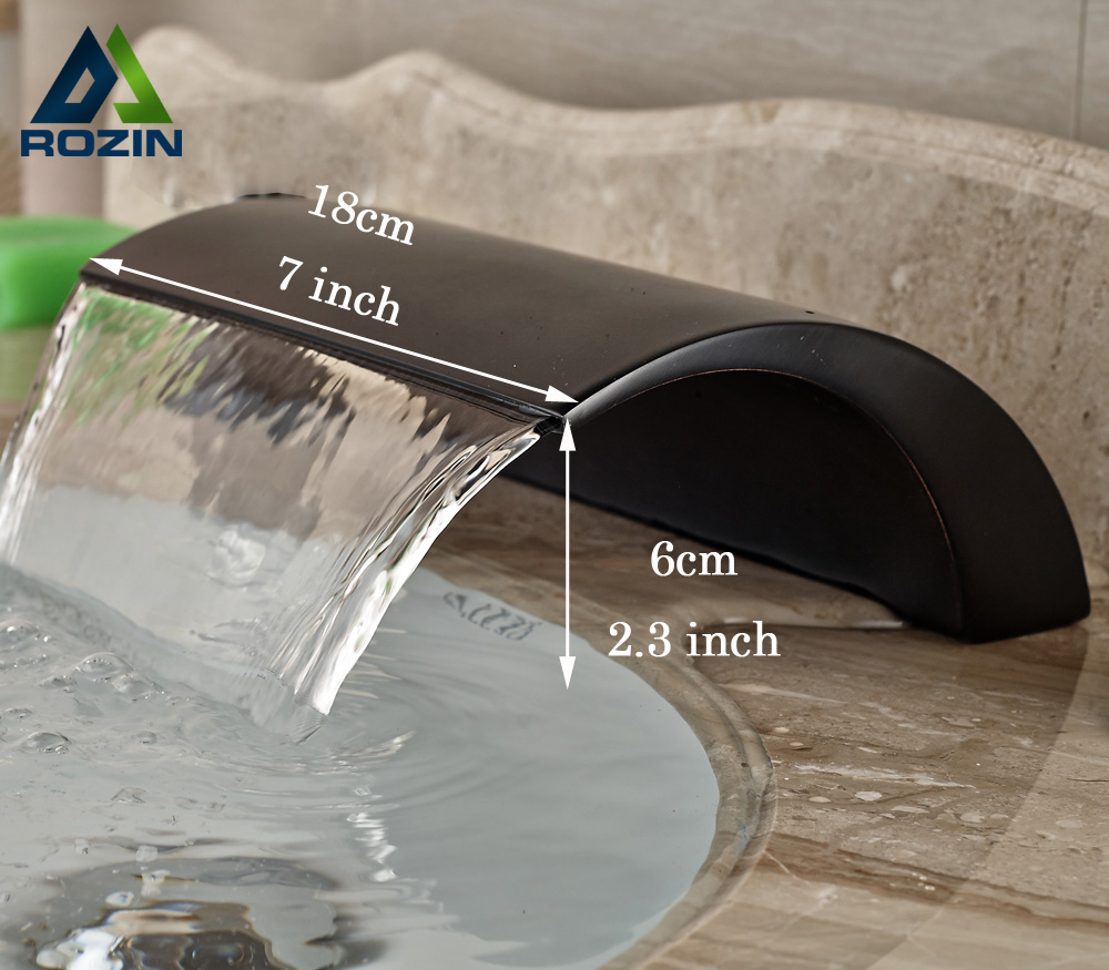 oil rubbed bronze waterfall bathroom faucet spout deck mount one hole curve spout wf25