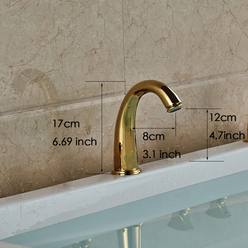 polished golden widespread bathtub faucet brass deck mounted bathroom tub sink mixer taps